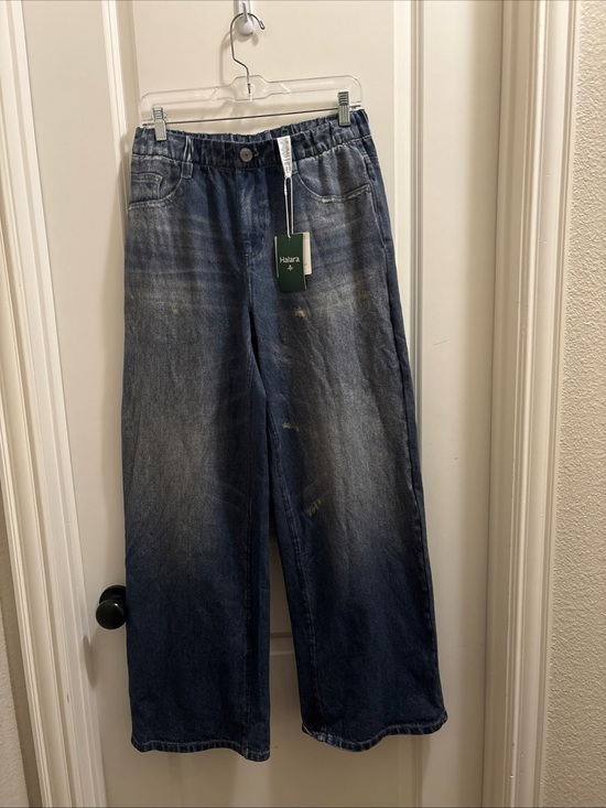 HALARA Pants - NWT Halara Flex™ Mid Rise Washed Baggy Wide Leg Sweatpants Jeans SZ M